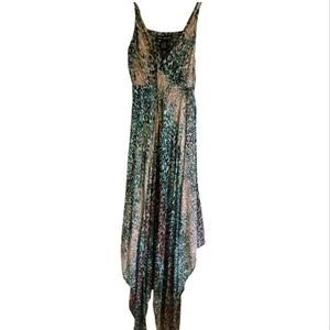 Diva Collection Blue, Green and Silver Asymmetrical Sequin Sundress